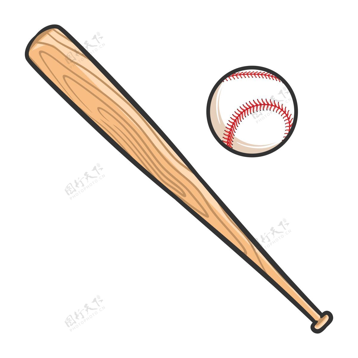 皮革棒球与蝙蝠的插图运动游戏比赛