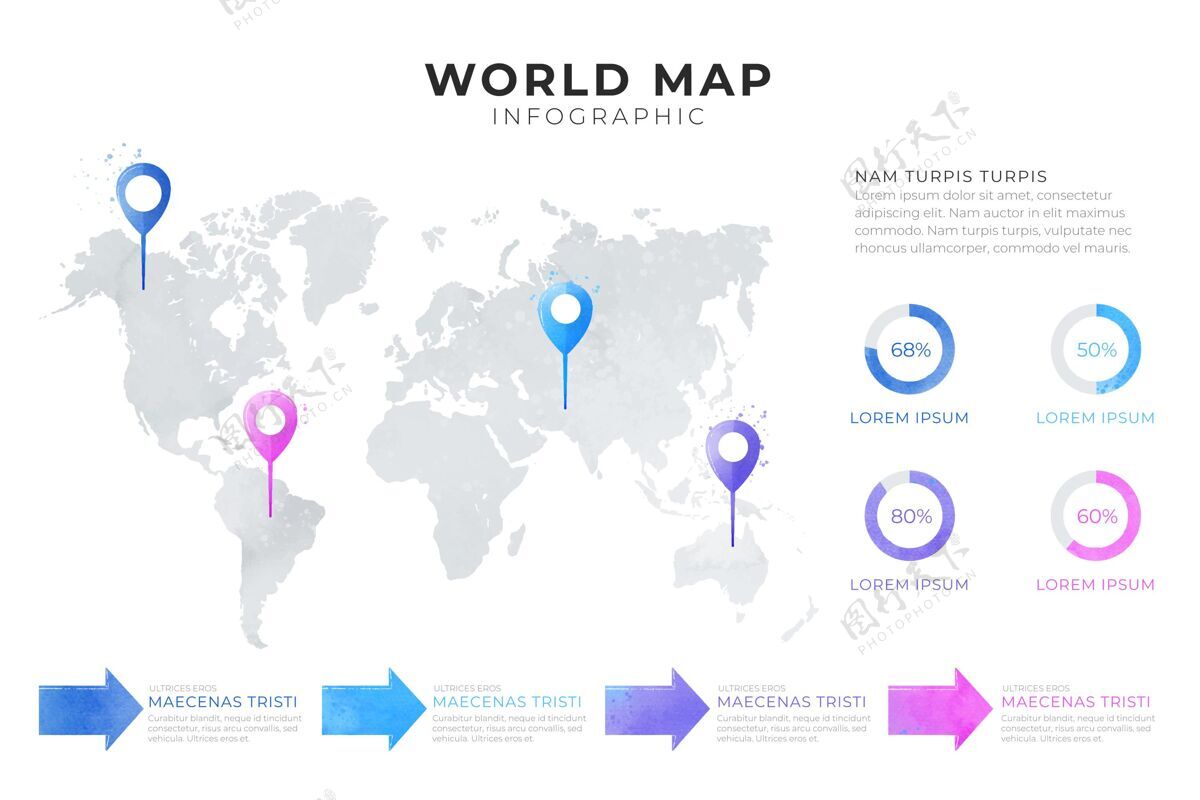 图表世界地图信息图表信息图彩色世界地图