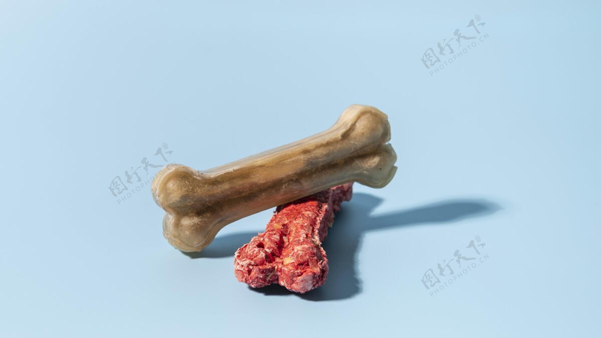 宠物食品近距离观察骨头形状的狗食零食
