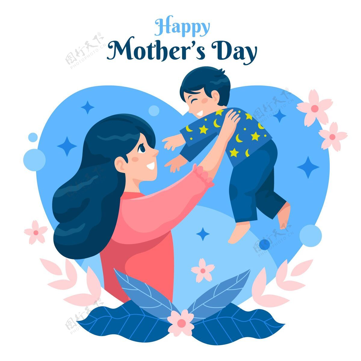 活动手绘母亲节插图庆祝家庭母亲节