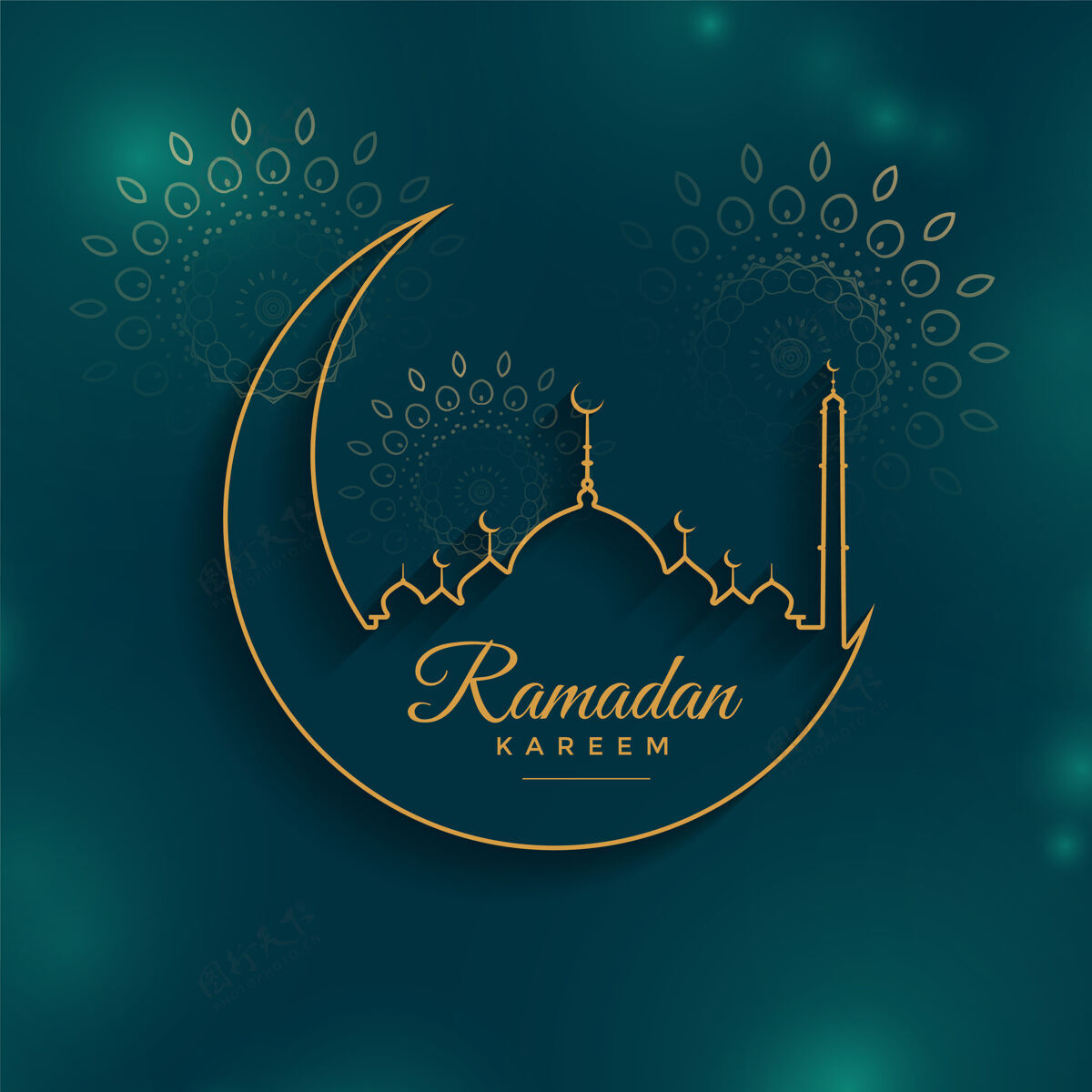 邀请函Ramadankareem线条风格背景斋月文化巴克里德