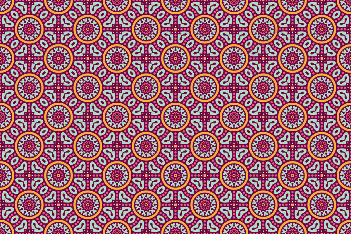 无缝模式几何无缝图案 圆形元素圆圈阿拉伯抽象