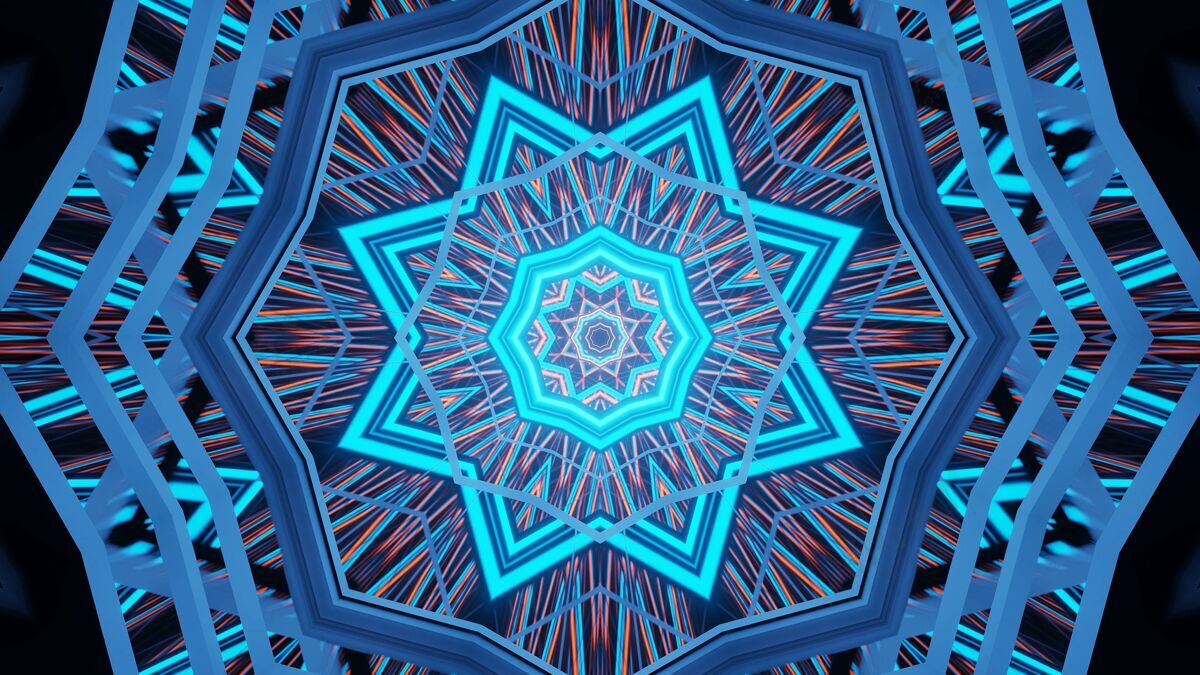几何背景的几何形状与发光的蓝色激光科幻明亮酷