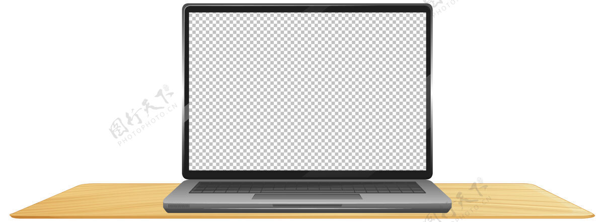 桌面带空屏幕的笔记本电脑图片剪贴画电子