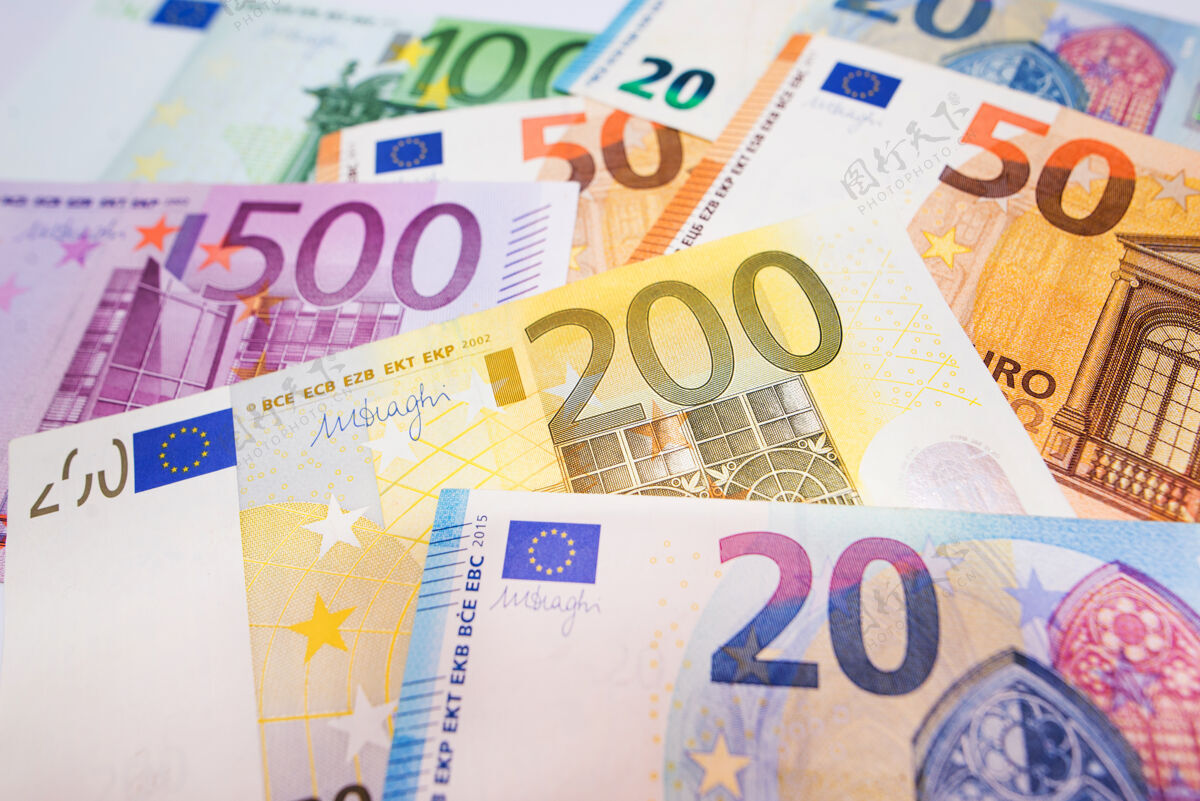 利润欧洲货币货币表面欧洲纹理赚取票据商业