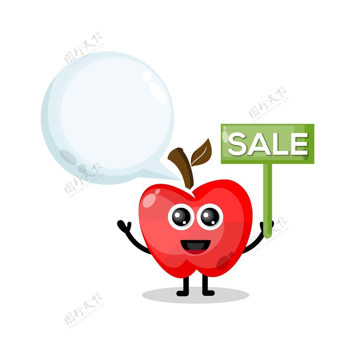 吉祥物标志苹果销售吉祥物字符标志语音泡泡苹果成熟