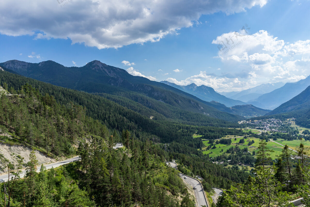 风景阿尔卑斯山风景在法国布里安康自然法国风景
