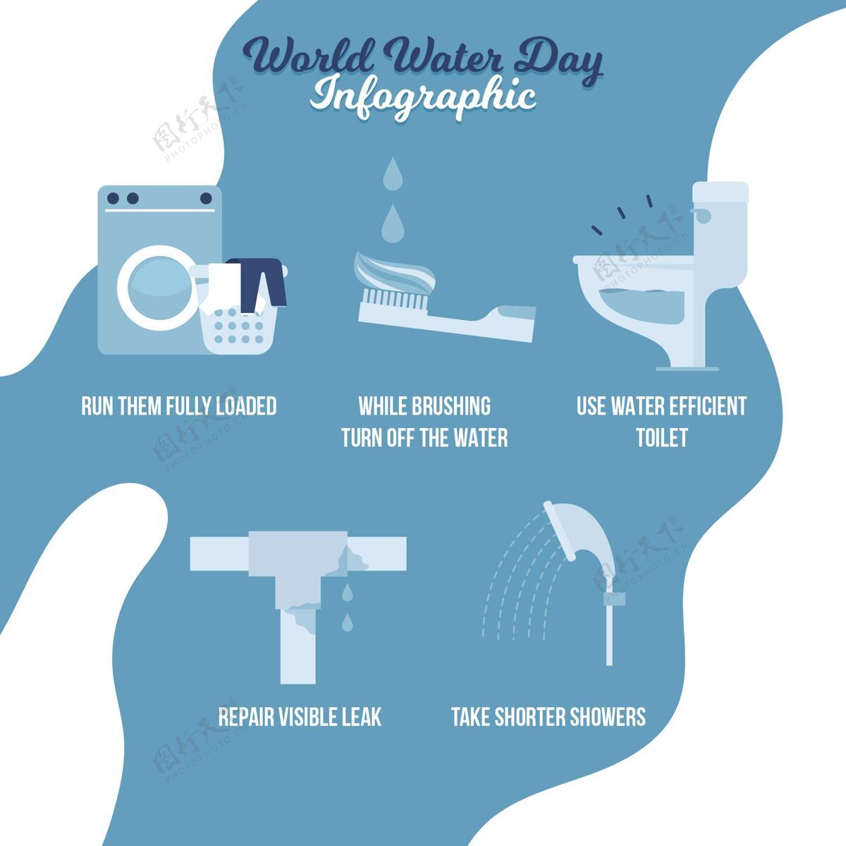 信息图平面世界水日信息图模板3月22日全球图形