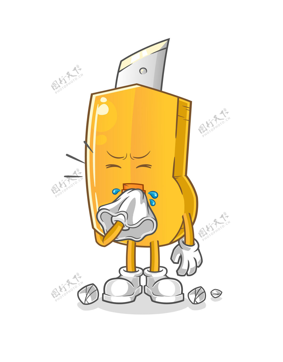 组织有趣的刀吹鼻人物插画设计铁咳嗽不健康