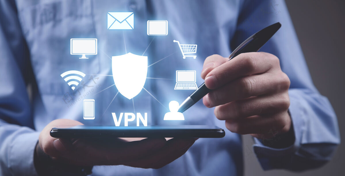 虚拟使用数字的人平板电脑.vpn概念安全隐私互联网