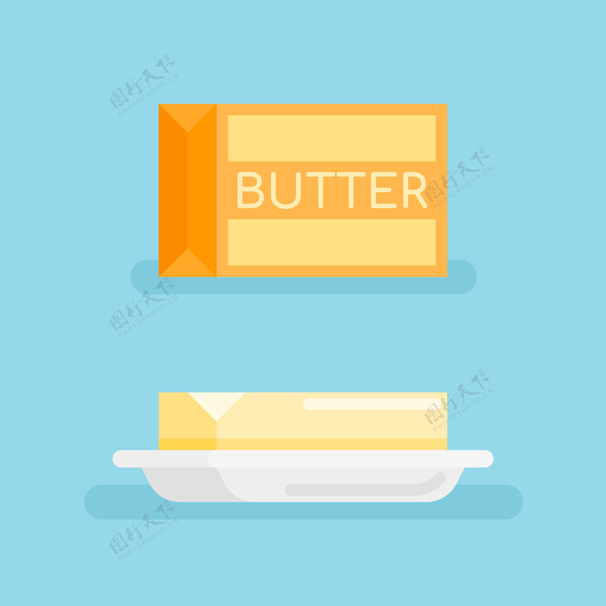 包装一包黄油和黄油放在平底碟上奶油乳制品自然