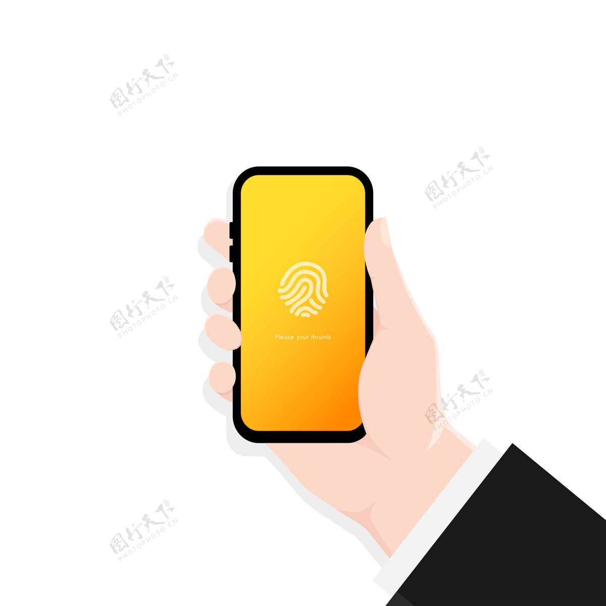 脸手持智能手机屏幕锁定密码界面或触摸id电话房子界面
