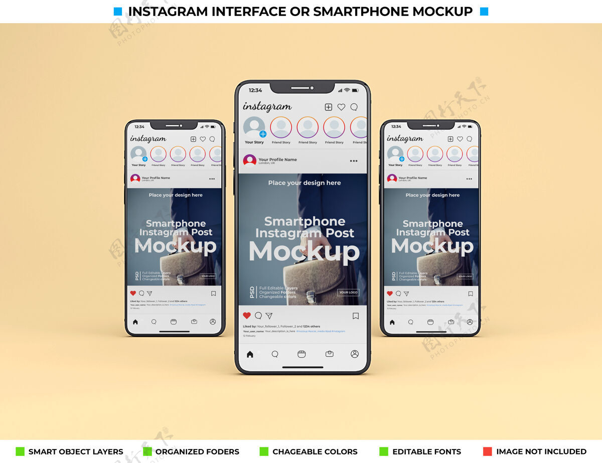 InstagramInstagram界面上的现代手机屏幕模型手机手机实体模型社交媒体帖子