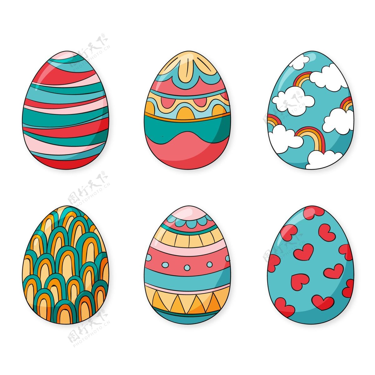 选择彩色手绘装饰复活节彩蛋收藏华丽分类复活节彩蛋
