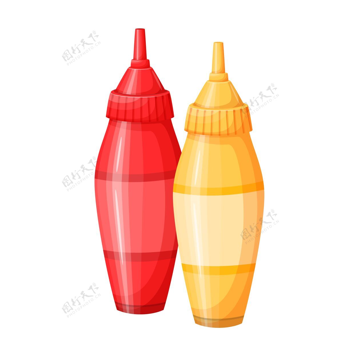 快餐芥末番茄酱图标说明产品酱汁瓶子
