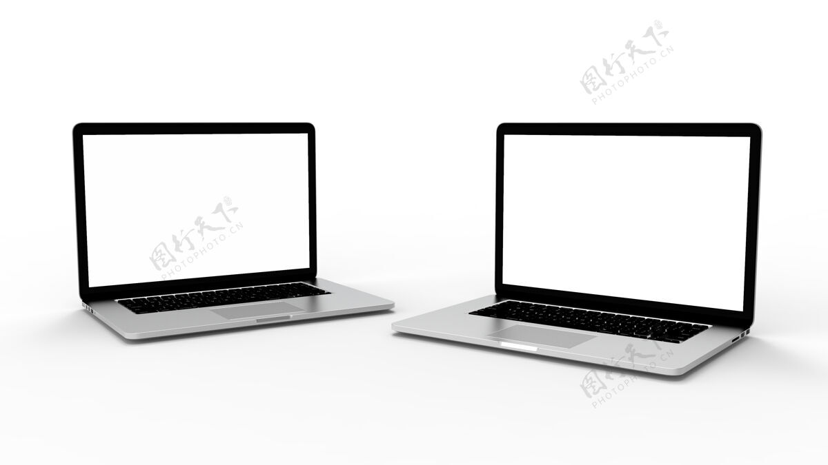 书籍现代笔记本电脑与剪辑路径隔离白色三维插图显示器通讯计算机