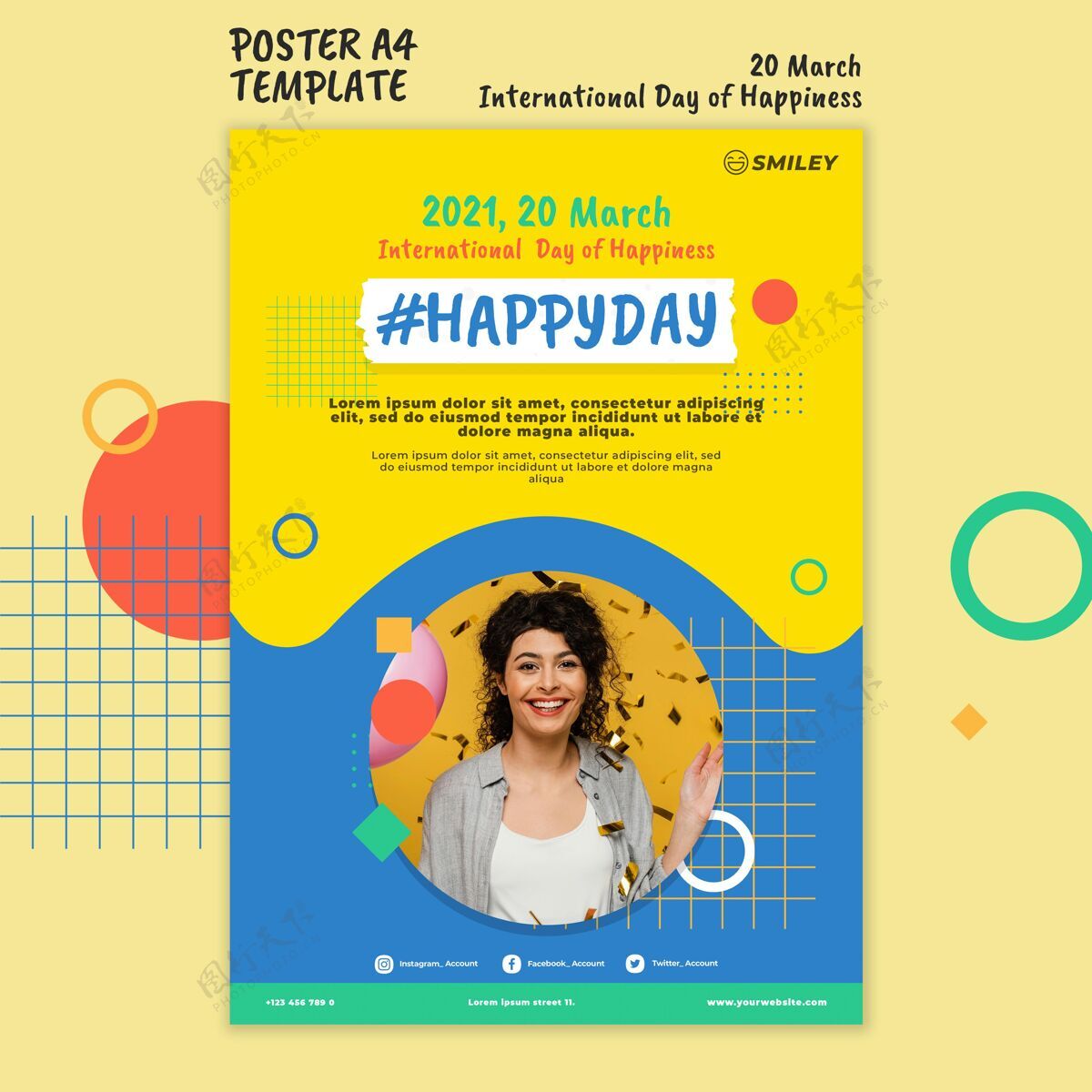 模板国际幸福日海报快乐全球国际快乐日