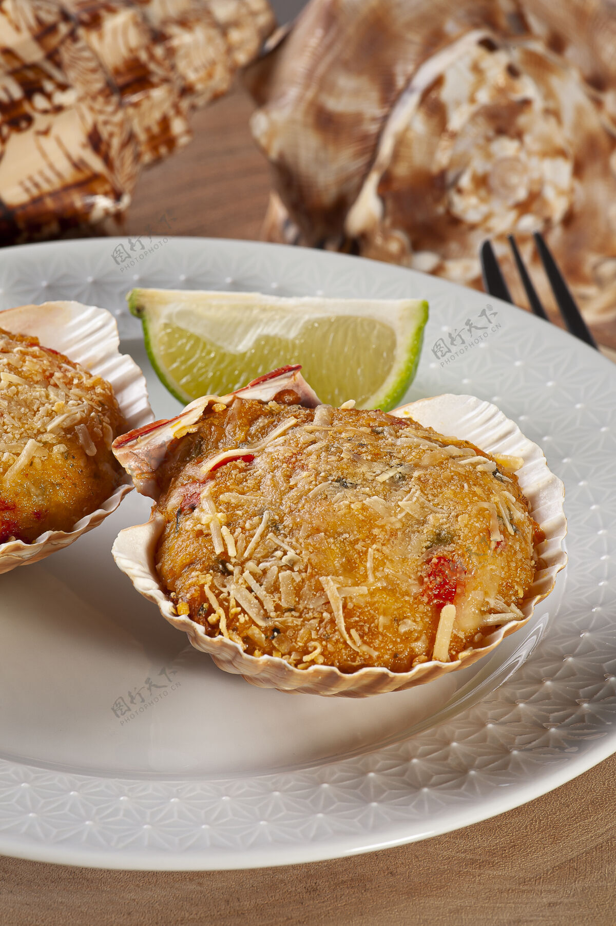 工艺传统的巴西菜叫卡斯昆哈siri.螃蟹烤肉贝壳海滩螃蟹
