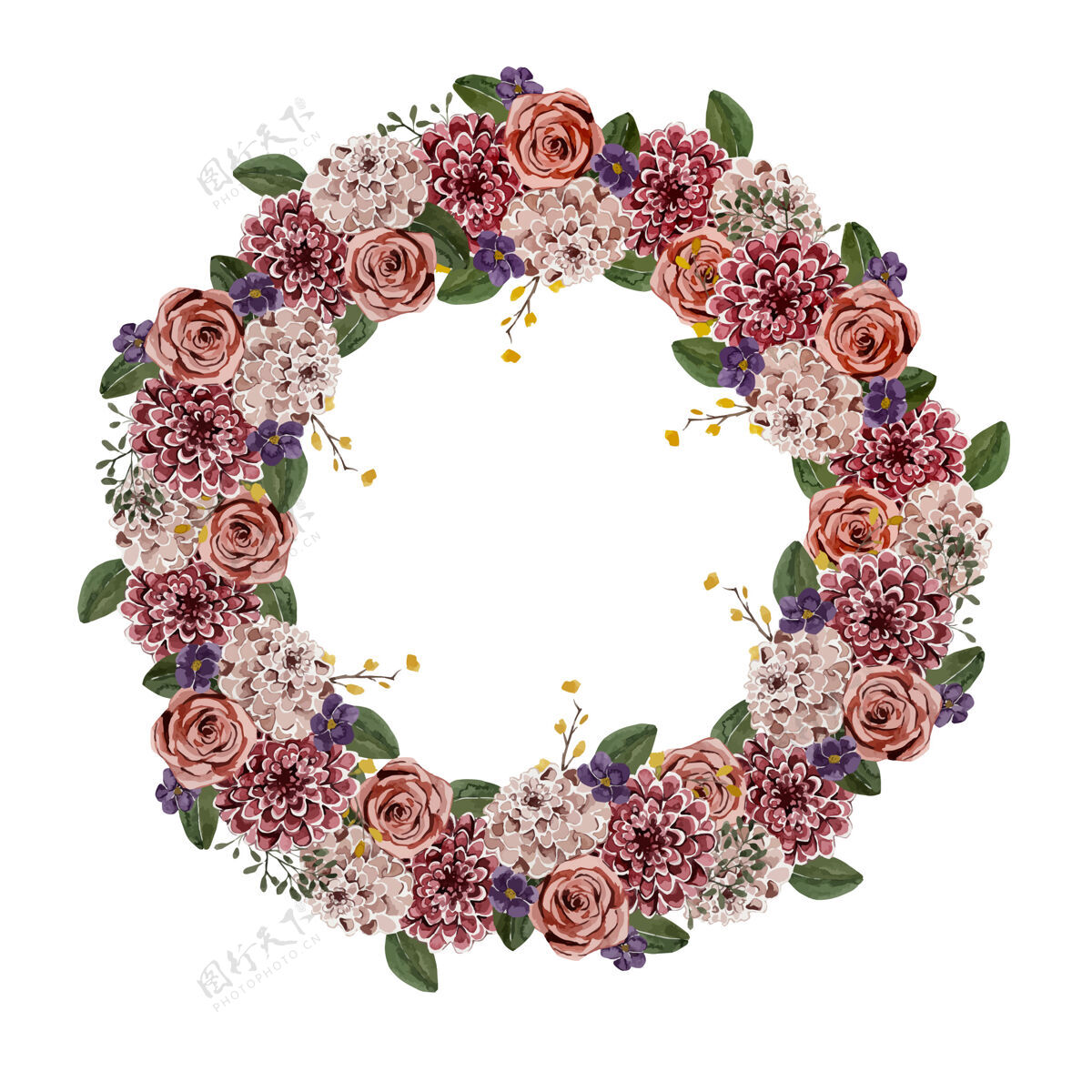 请柬水彩花环 为一个特殊的场合夏天模板圆圈