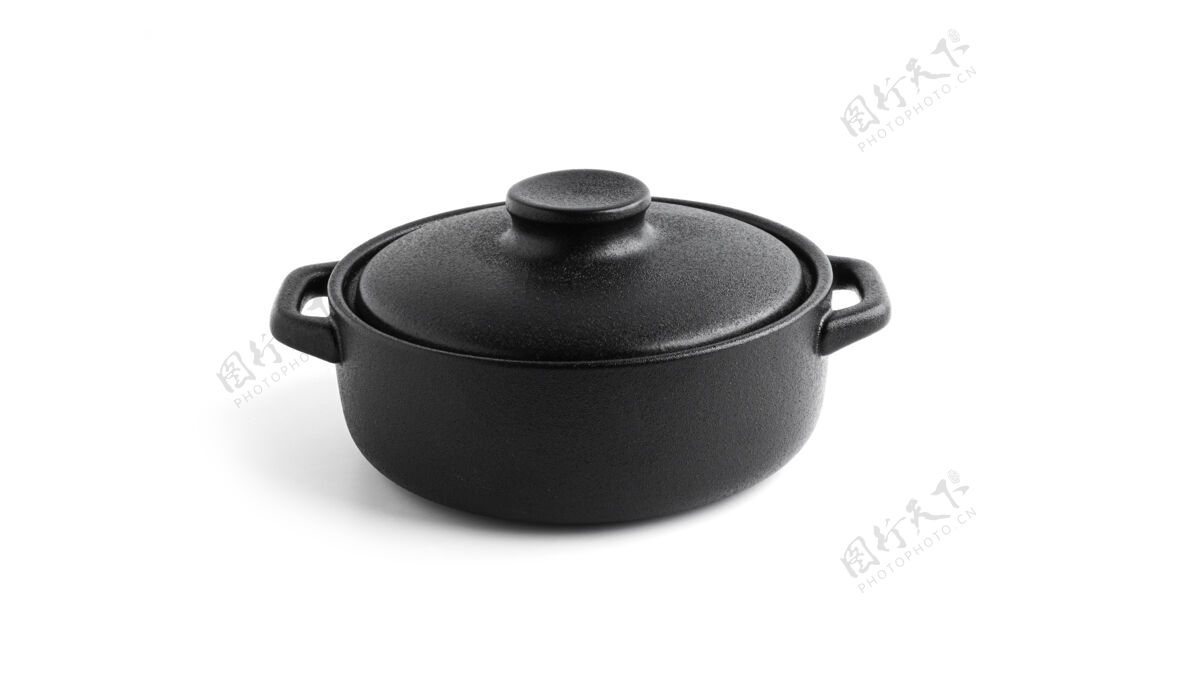 平底锅黑锅孤立在白色表面厨具大锅铸铁
