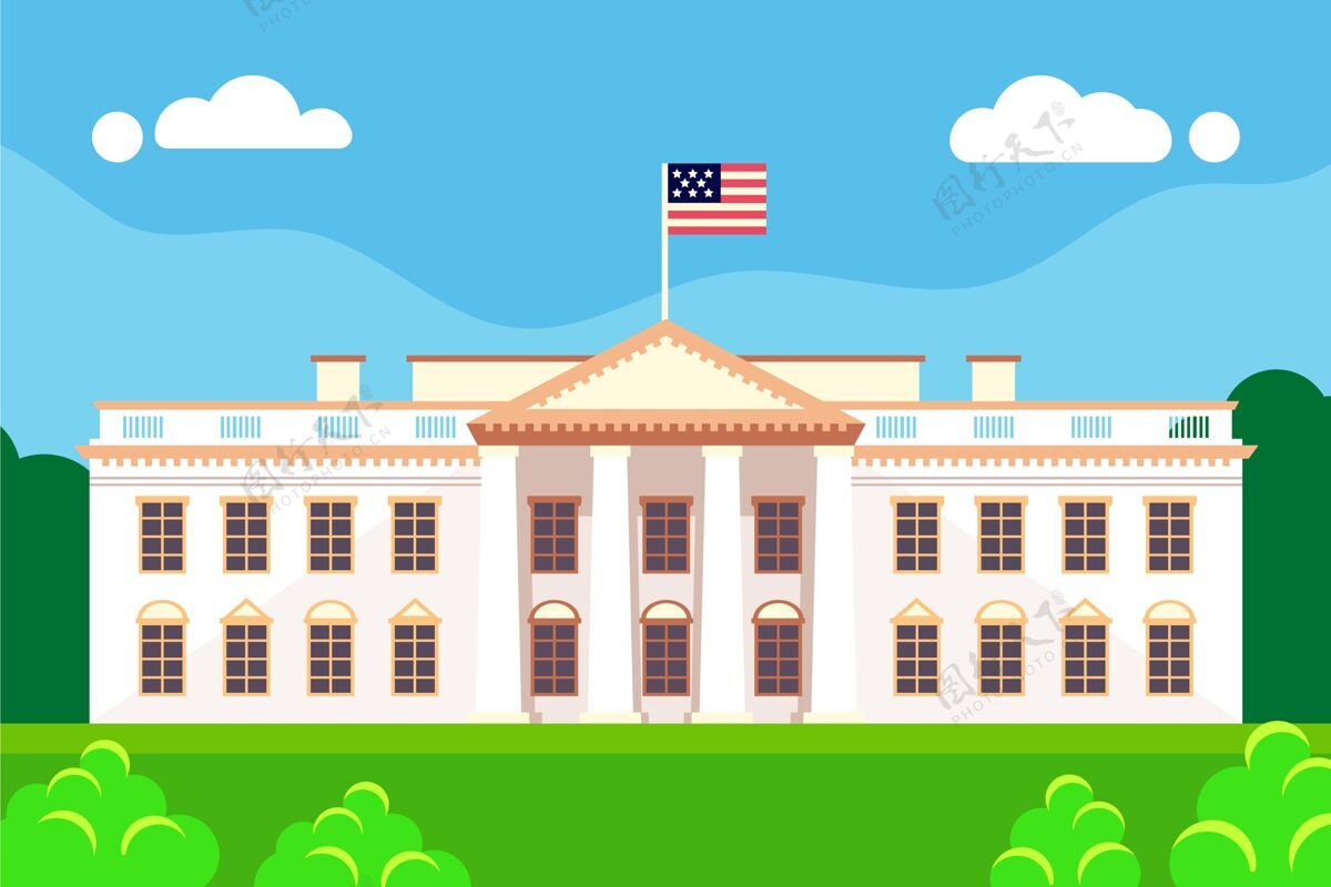白宫白宫平面设计插画公寓美国美国