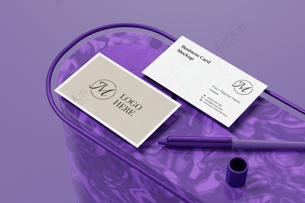 品牌优雅的名片模型设计在三维渲染名片卡片清洁