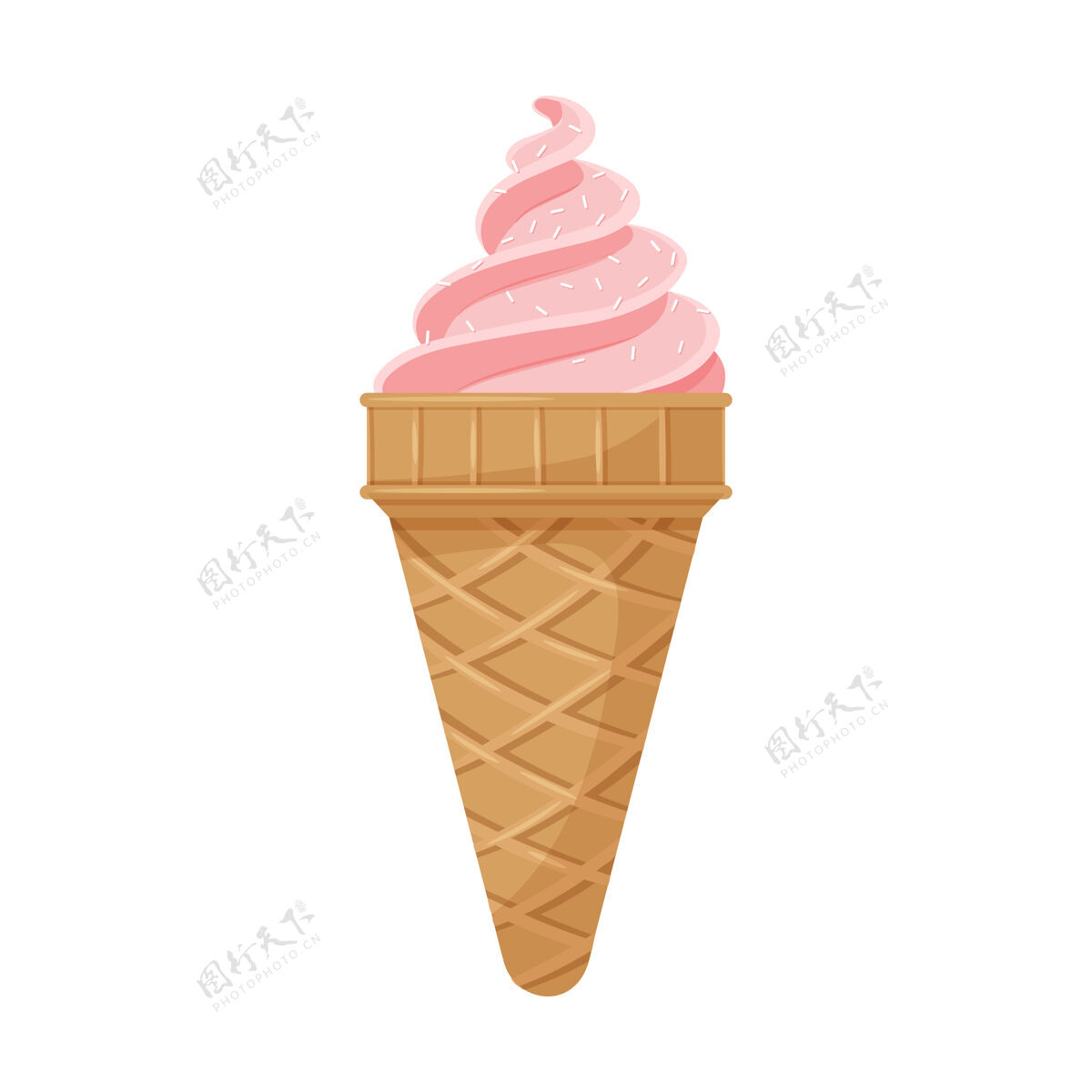 冰华夫饼筒草莓粉冰淇淋奶油食物奶油