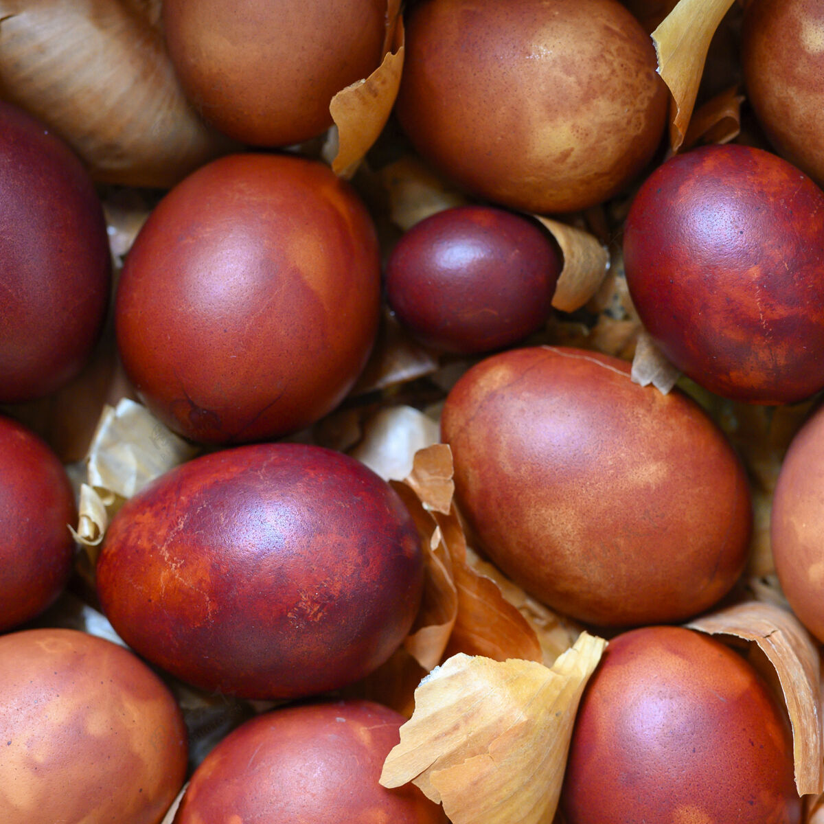 自制洋葱彩蛋果壳着色鸡蛋按照古老的自然环保方法去皮洋葱自然洋葱环保