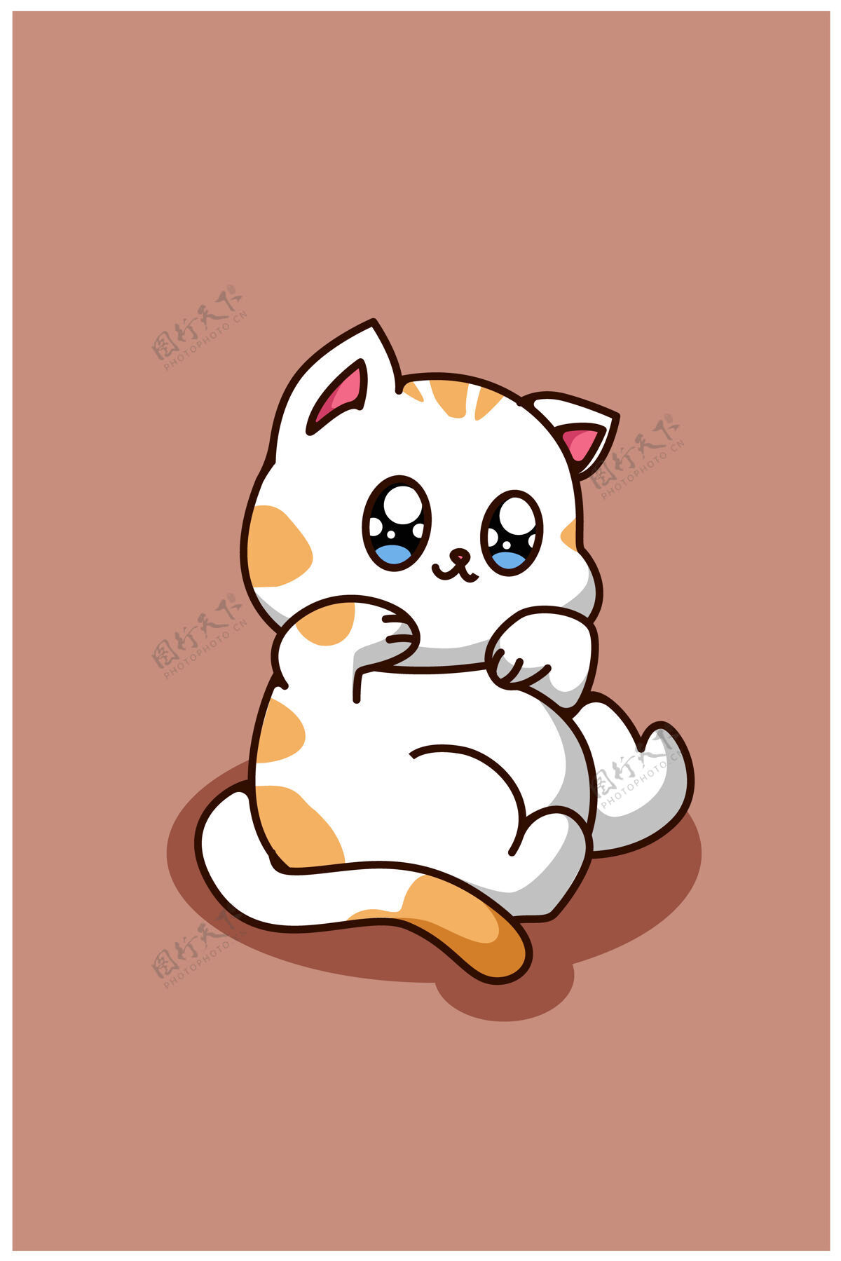 卡通可爱快乐的小猫宝宝 动物卡通插画老虎微笑背景