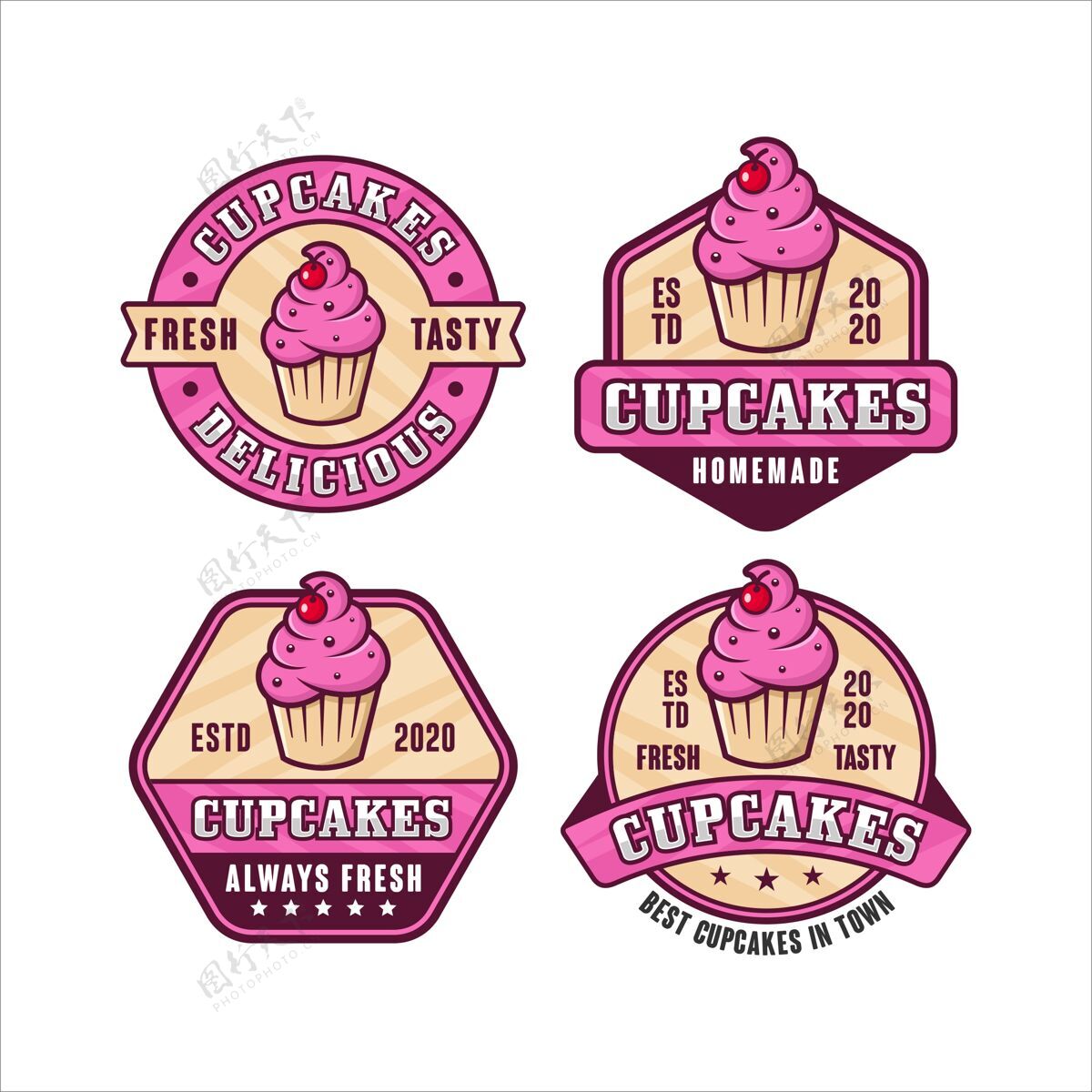 糖果纸杯蛋糕设计标志收集插图隔离巧克力食品面包房