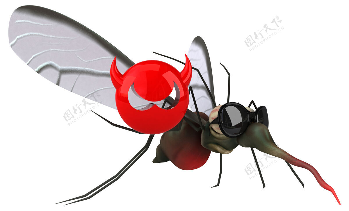 蚊子蚊子-三维插图吮吸电脑翅膀