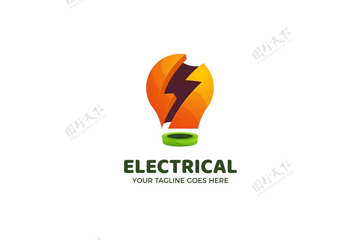 Power电灯泡标志模板TechelectricThunder