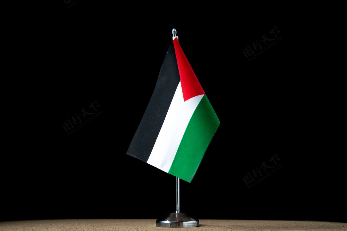 黑暗黑色的巴勒斯坦国旗正面图爱国旗帜死亡