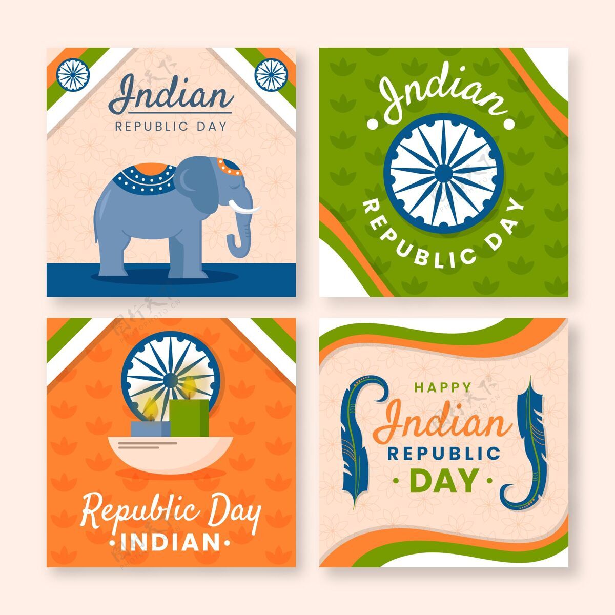 节日平面印度独立日instagram帖子集8月15日独立日分类