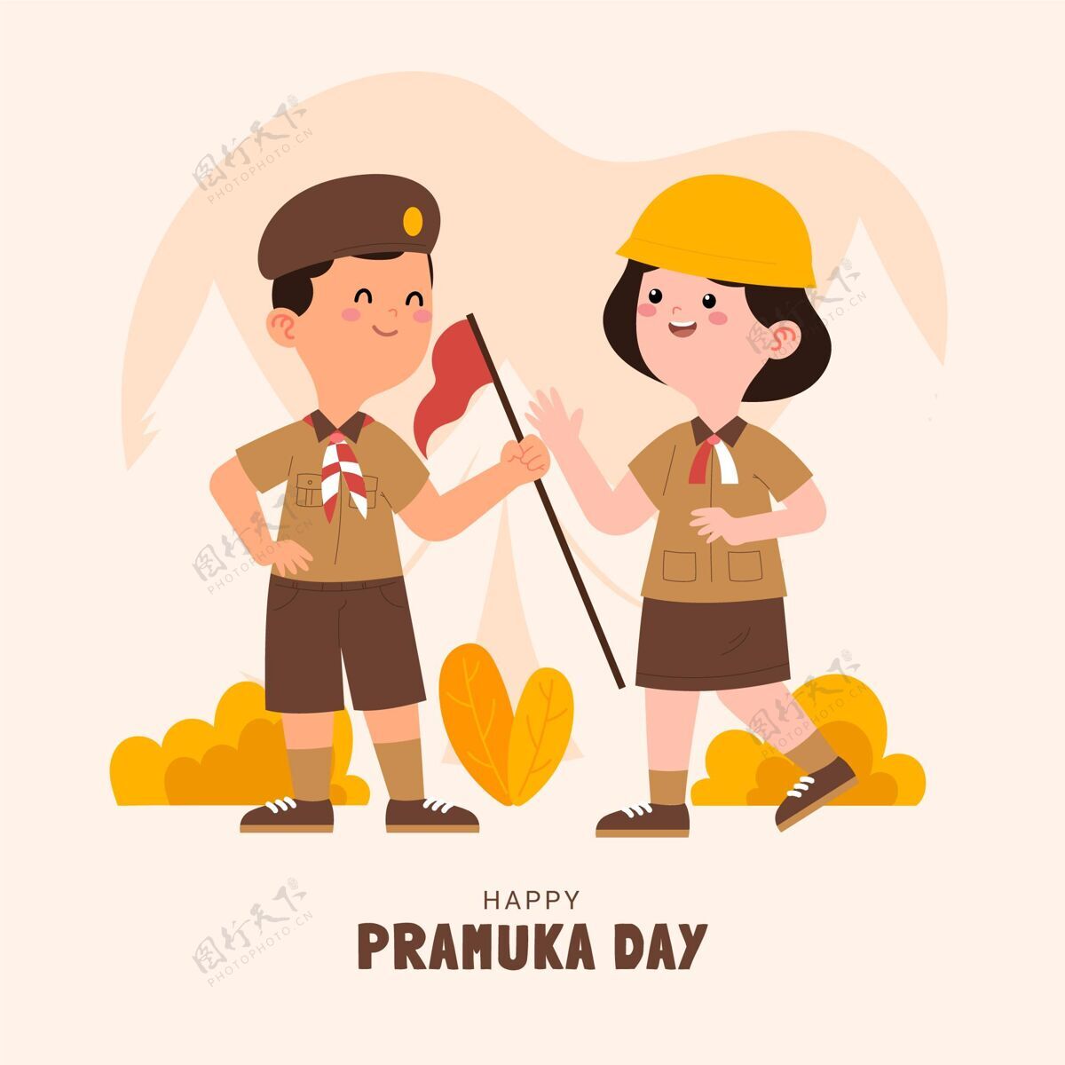 贺卡Pramuka日插图活动印尼8月14日