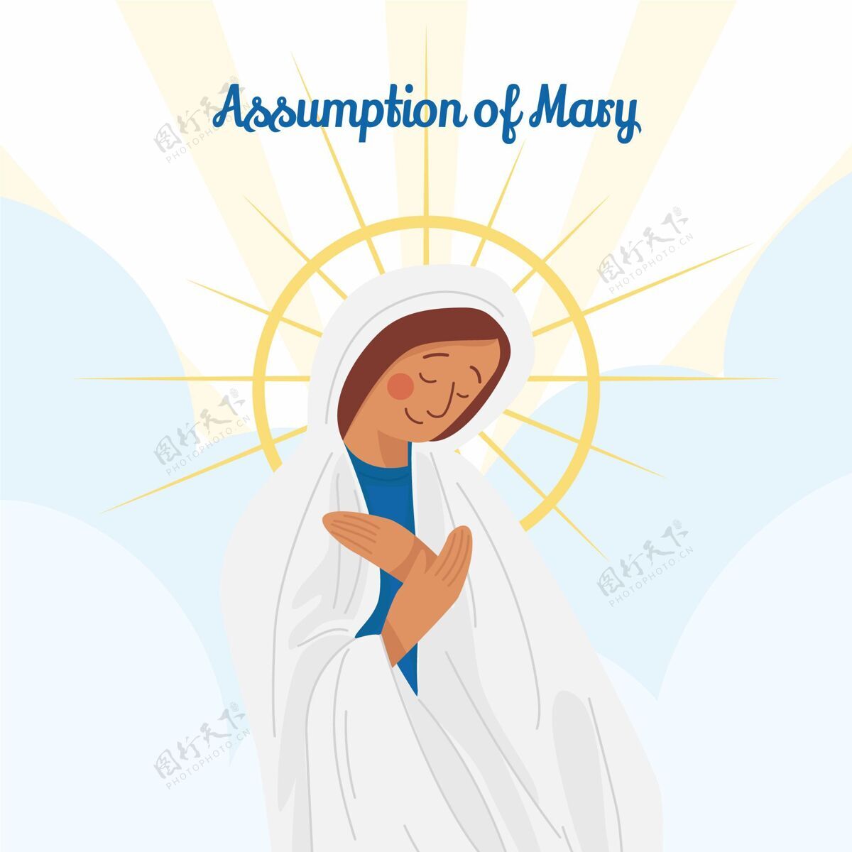 平面设计假设玛丽插画8月15日天主教基督教