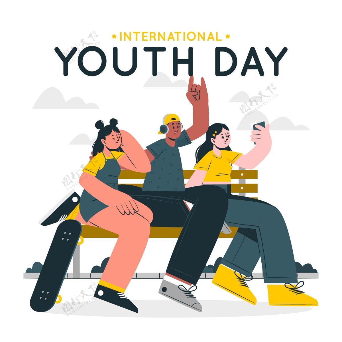青年节国际青年节概念图青年朋友团体