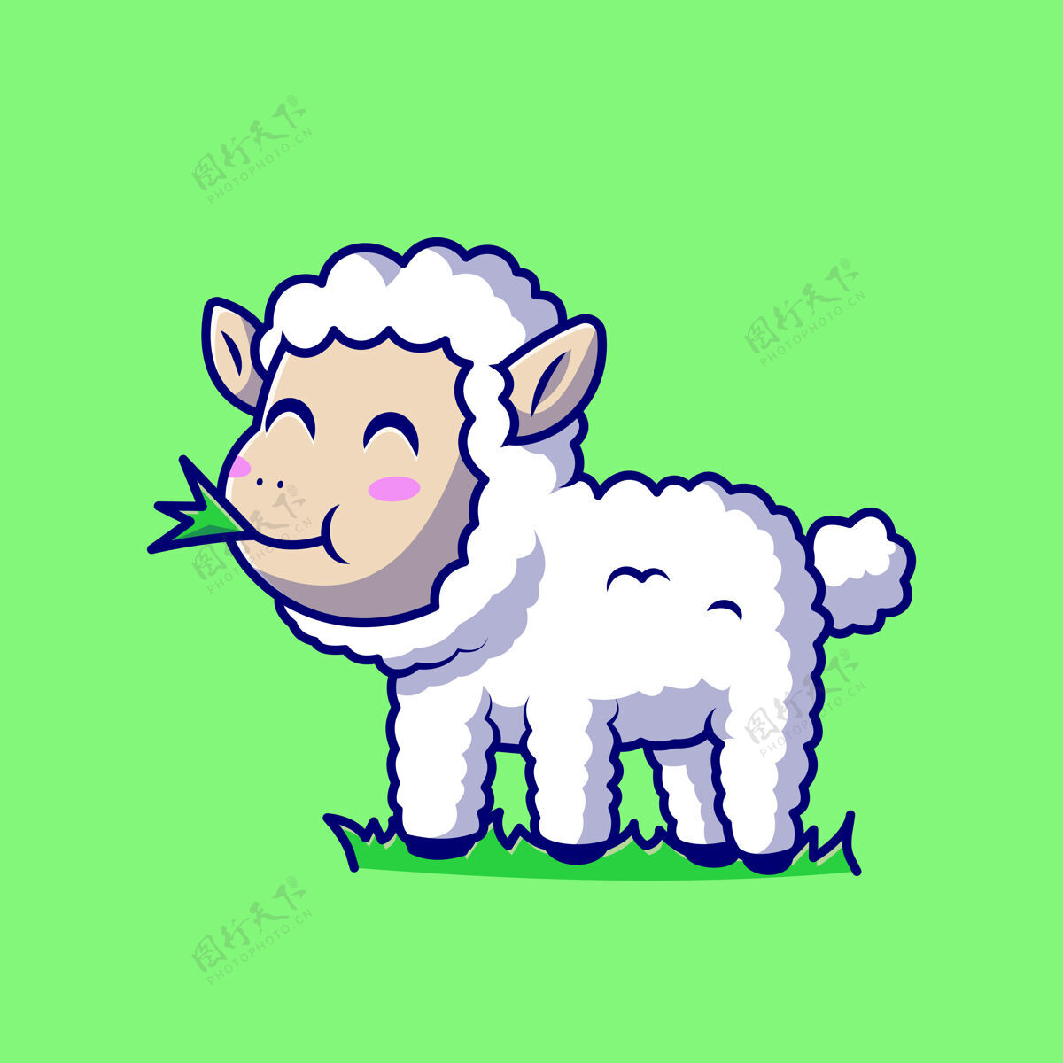 可爱可爱的吃草羊卡通人物动物羊隔离卡通欢呼农场