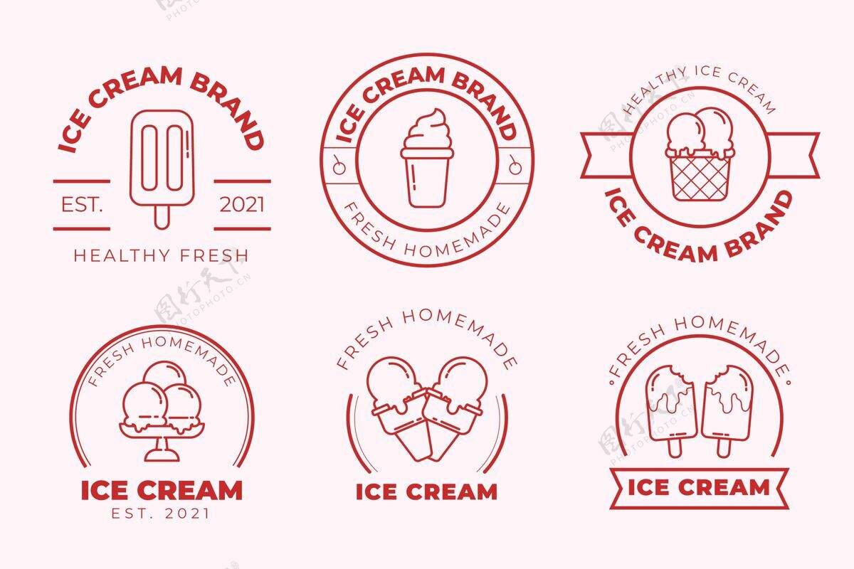 分类线性扁平冰淇淋标签收集标签收集甜点收集