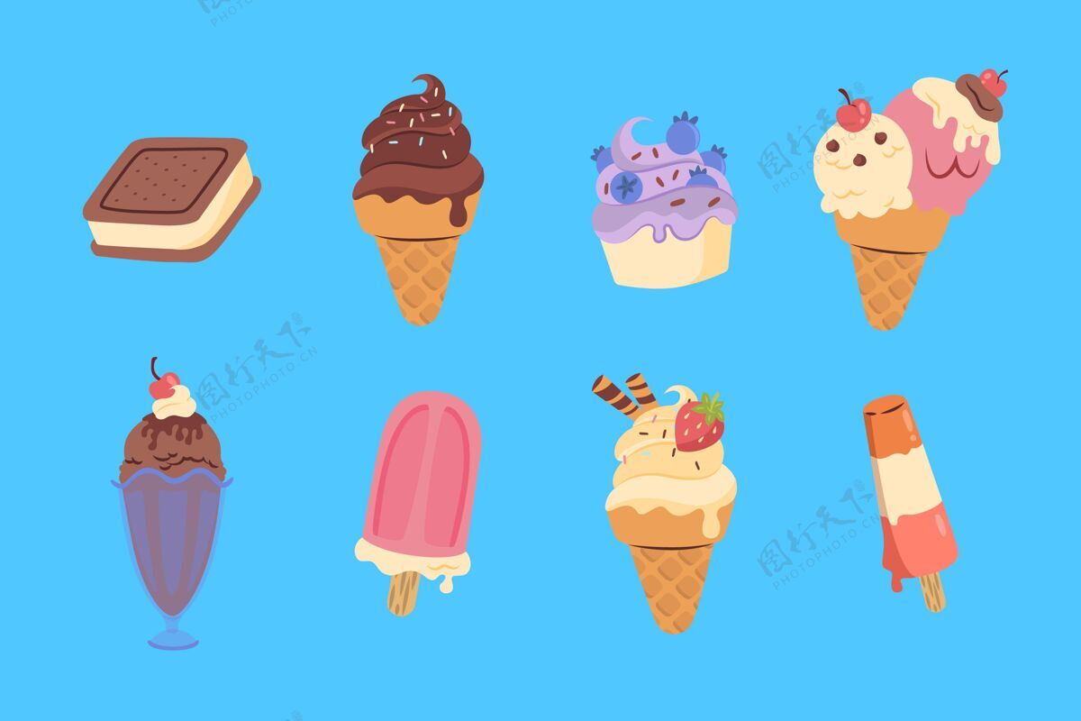 甜点手绘冰淇淋系列美味什锦冰淇淋收藏