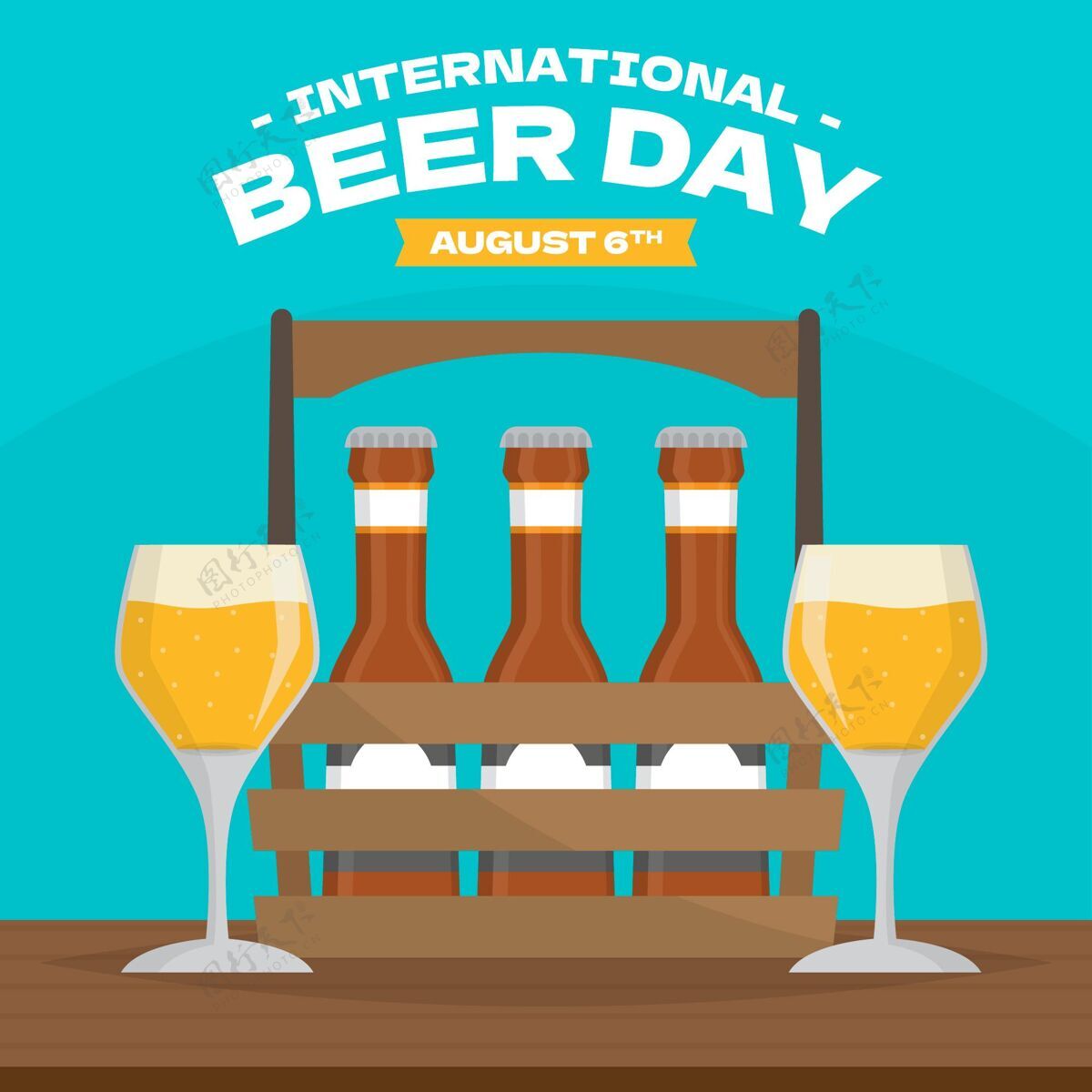 平面设计国际啤酒日插画手绘国际啤酒日庆典