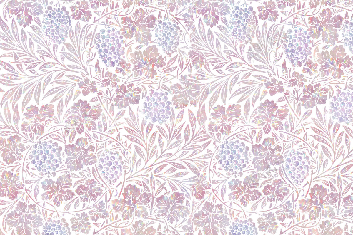 热带复古粉色花卉全息混音从艺术作品威廉莫里斯自然秋天现代复古