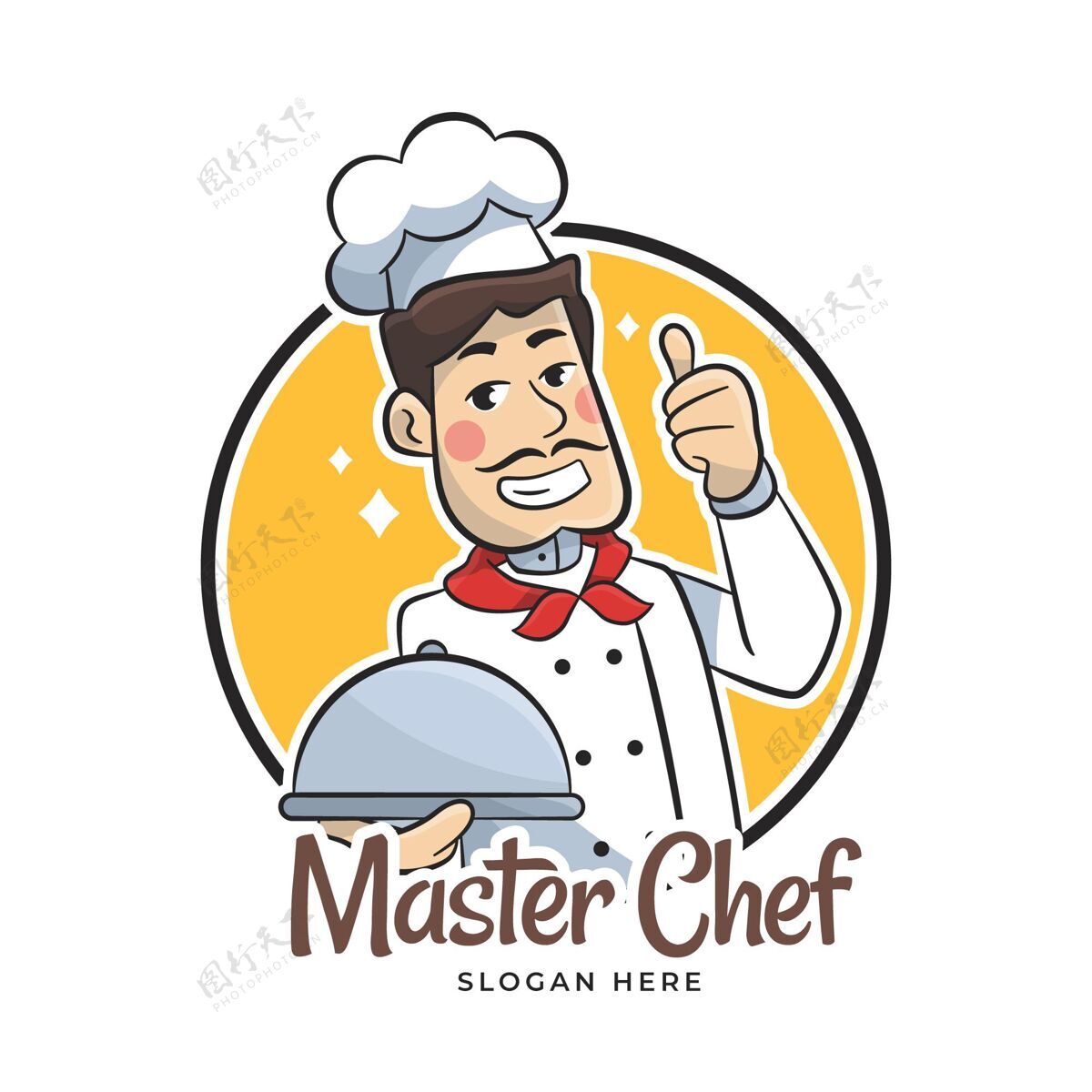 企业标识详细的厨师标志模板企业厨师徽标品牌