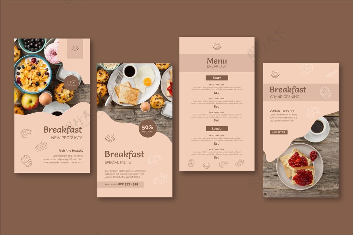 美食早餐餐厅instagram故事烹饪美食早餐