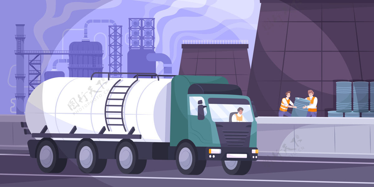管道石油工业插图与石油运输平面插图起重机工程工厂