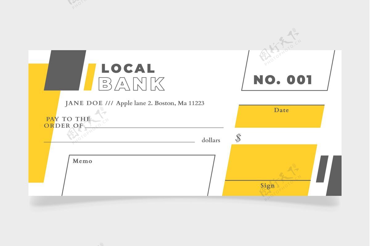 支票平面设计空白检查模板银行平面设计货币