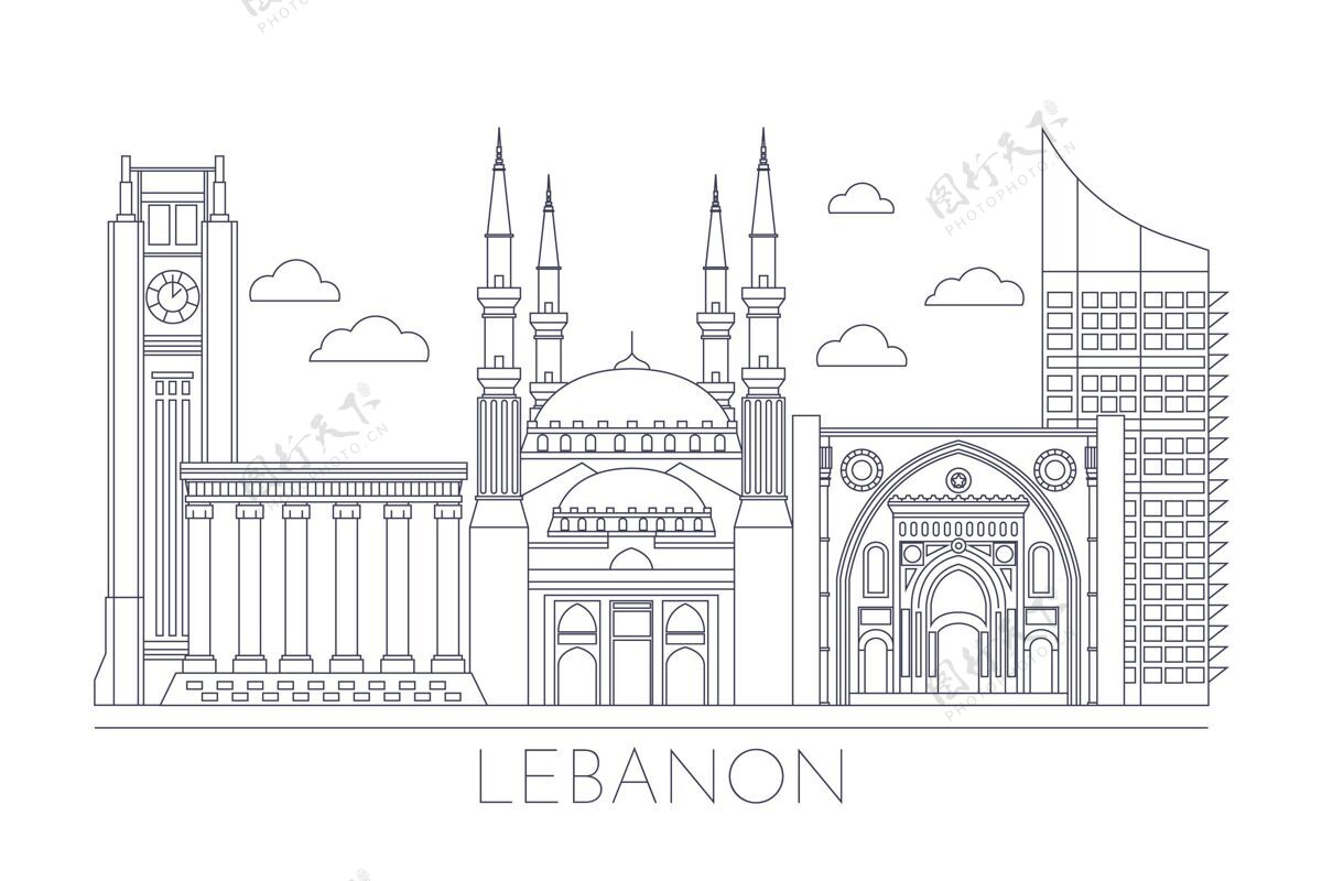 景观线性平黎巴嫩天际线国家天际线平面设计