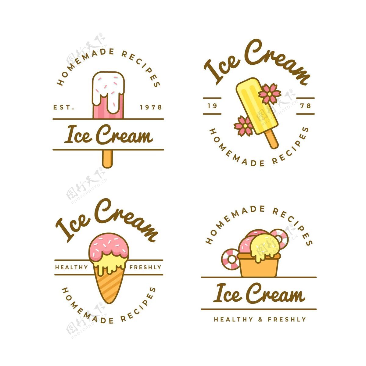 冰淇淋线性冰淇淋标签包风味标签奶油