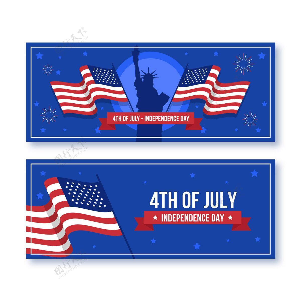 美国七月四日-独立日横幅布景横幅爱国横幅模板