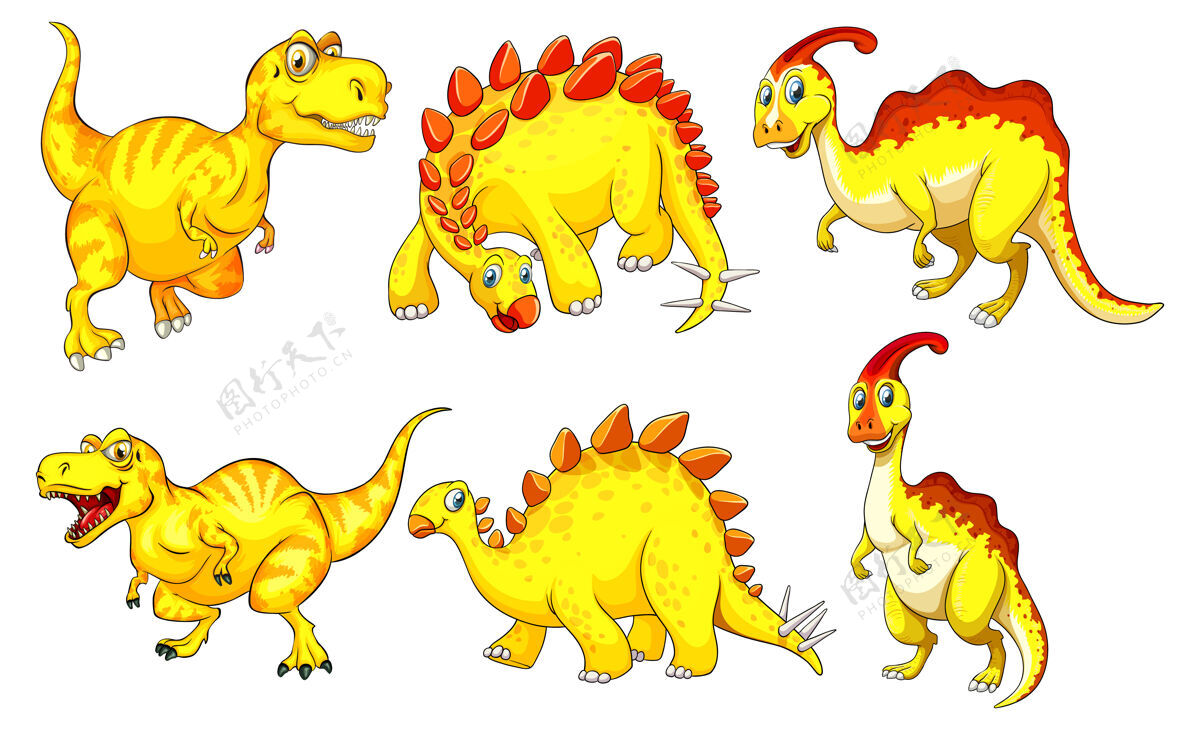 动物黄色恐龙卡通人物集史前人物雷龙